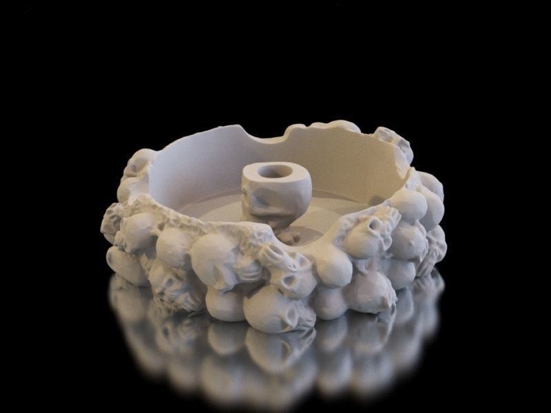 Ash Tray made of skulls 3D print model_2