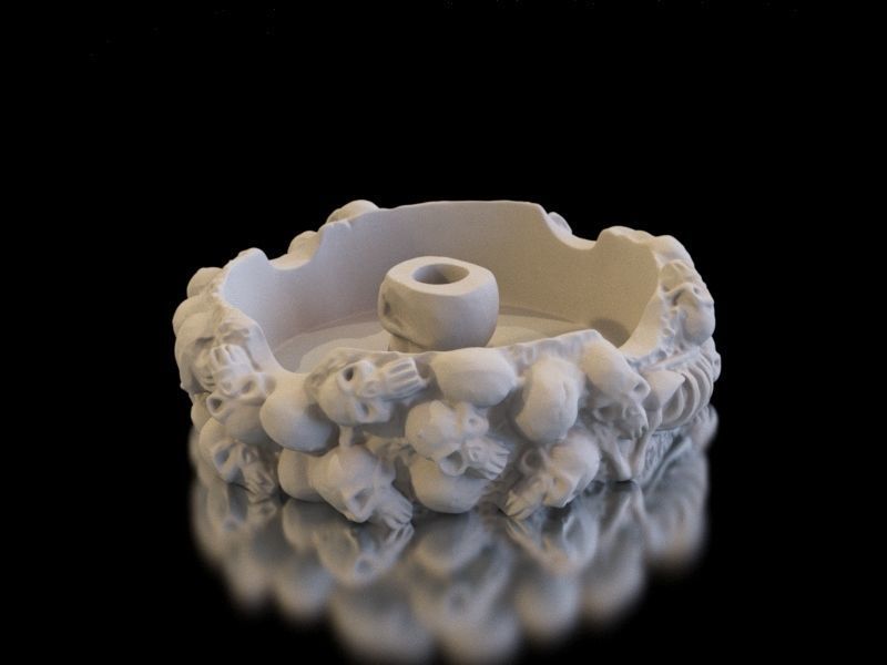 Ash Tray made of skulls 3D print model_3