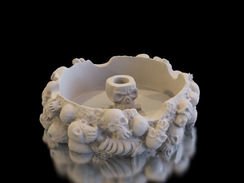 Ash Tray made of skulls 3D print model_7