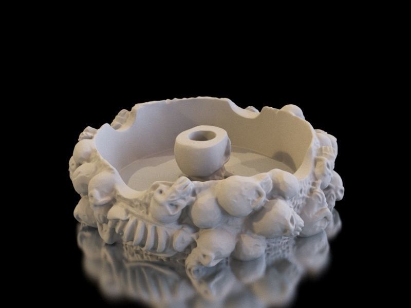 Ash Tray made of skulls 3D print model_5