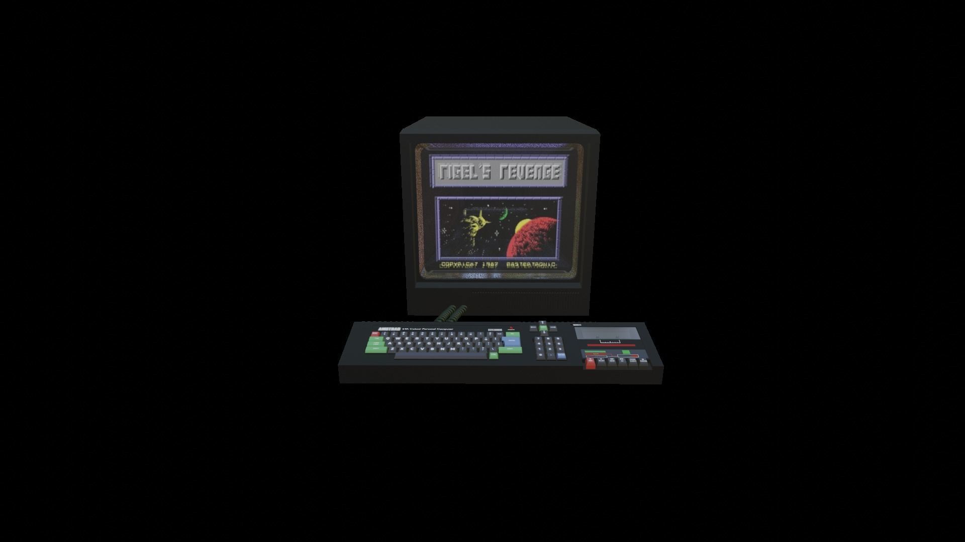 AMSTRAD CPC464 Colour Personal Computer Low-poly 3D model_3