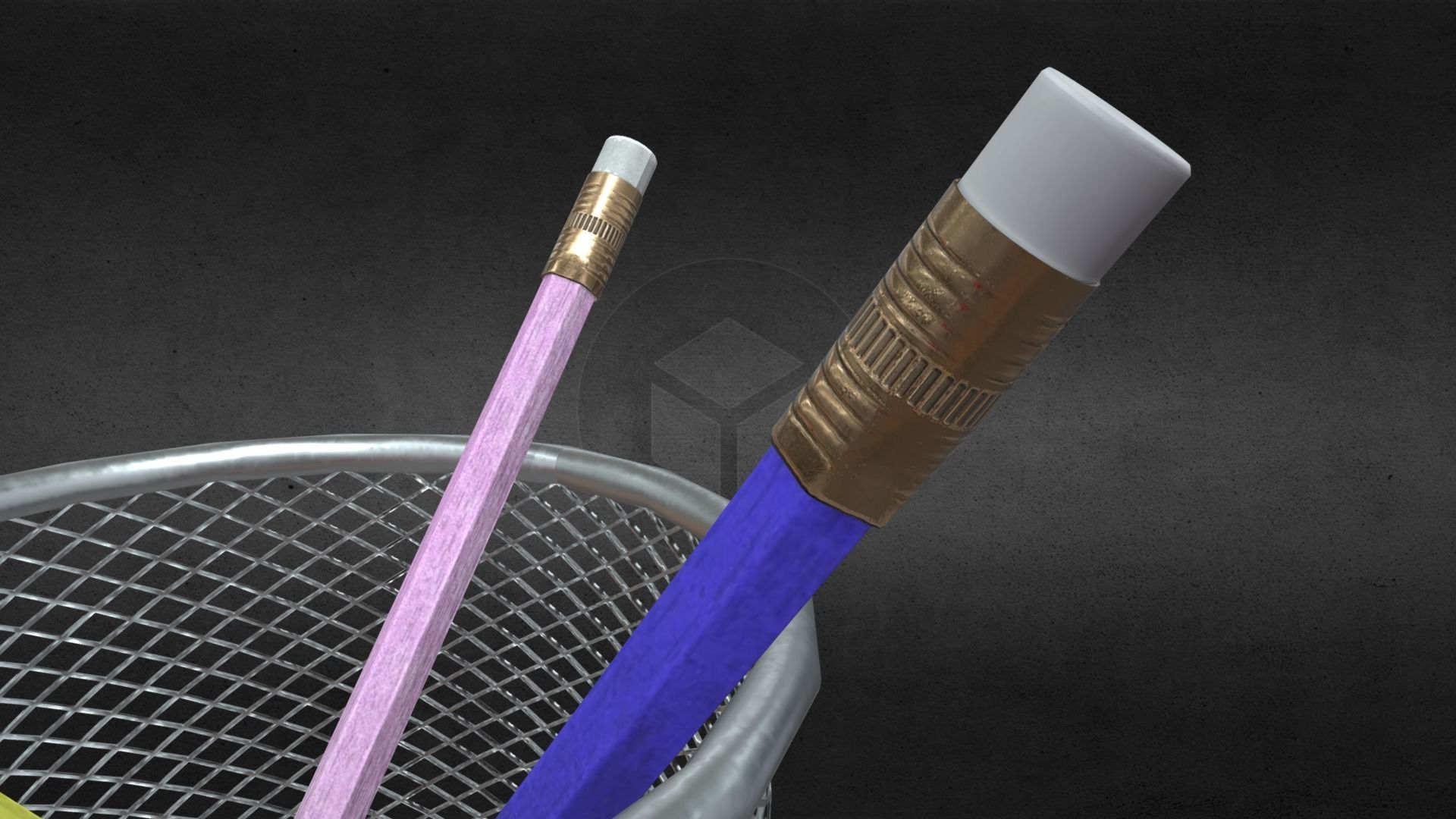Pen Holder UV Unwrapped and Baked 3D model_3