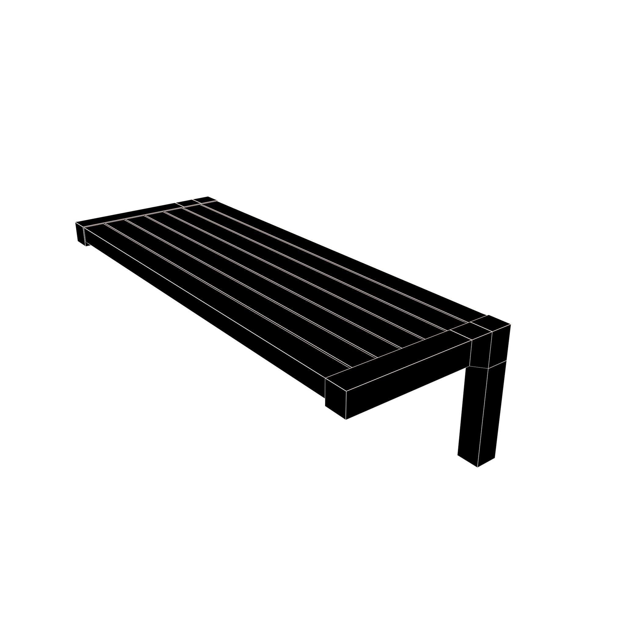 Modern Outdoor Bench v3 002 Low-poly 3D model_6