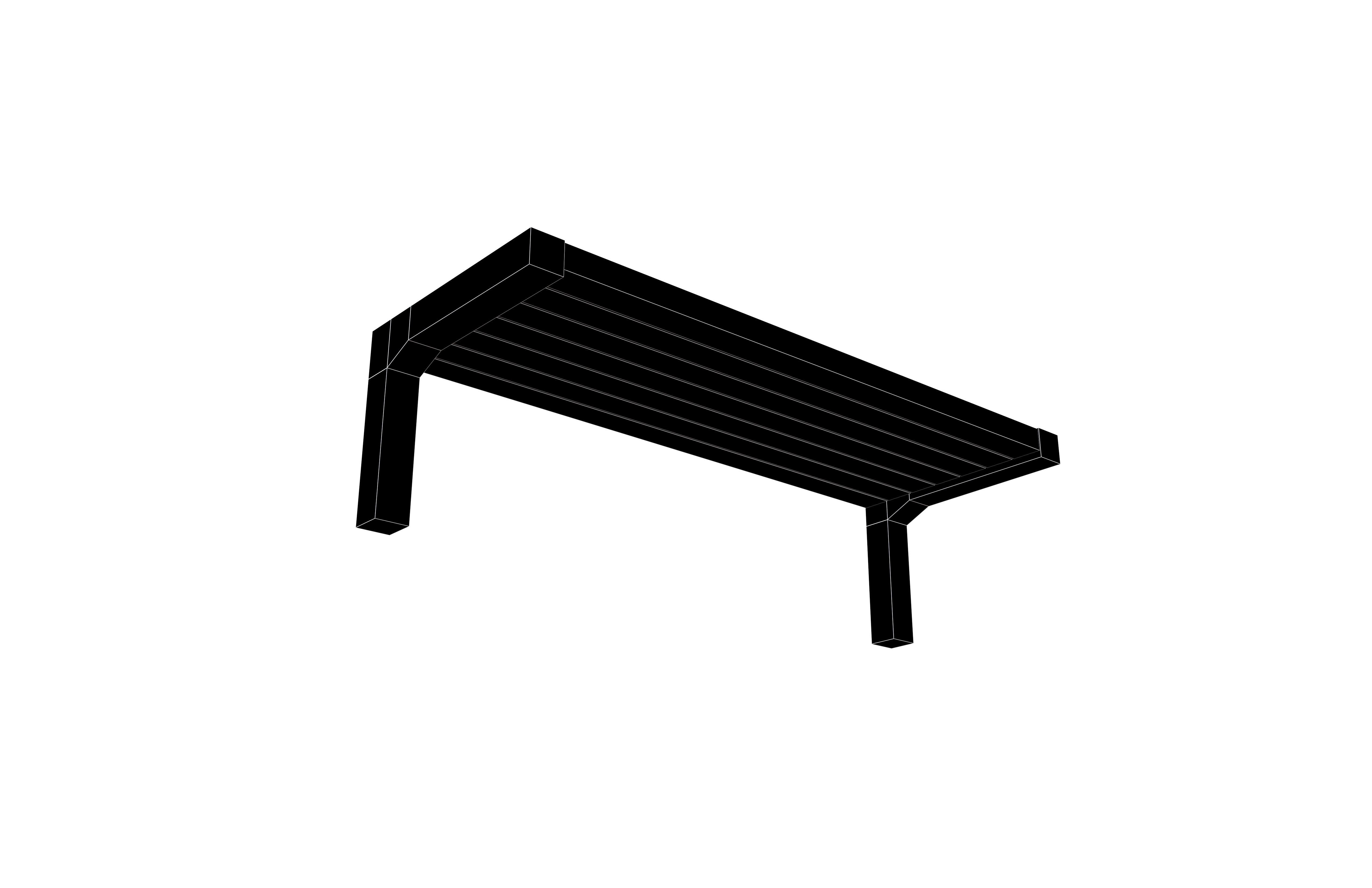 Modern Outdoor Bench v3 002 Low-poly 3D model_5