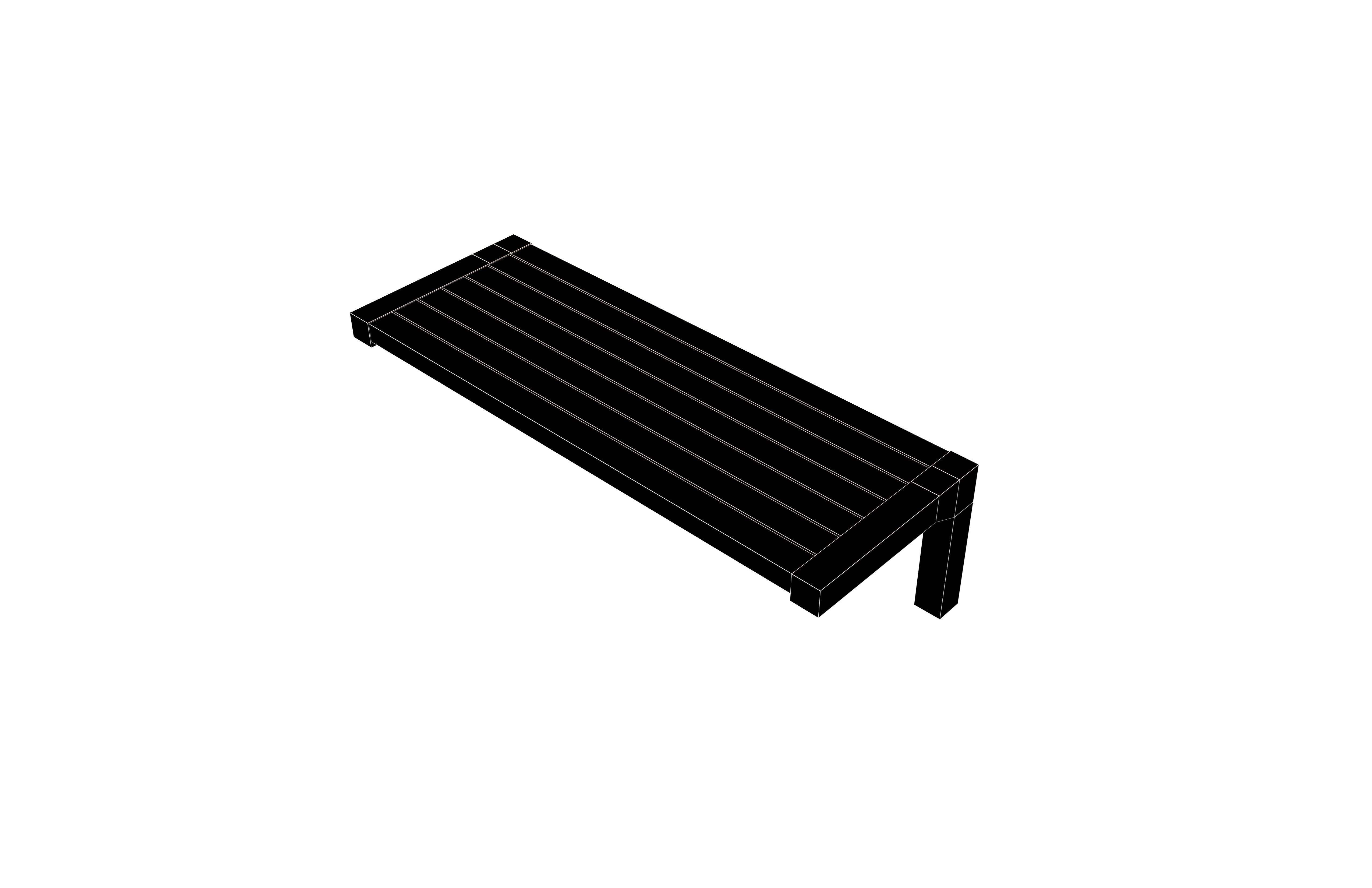 Modern Outdoor Bench v3 002 Low-poly 3D model_4