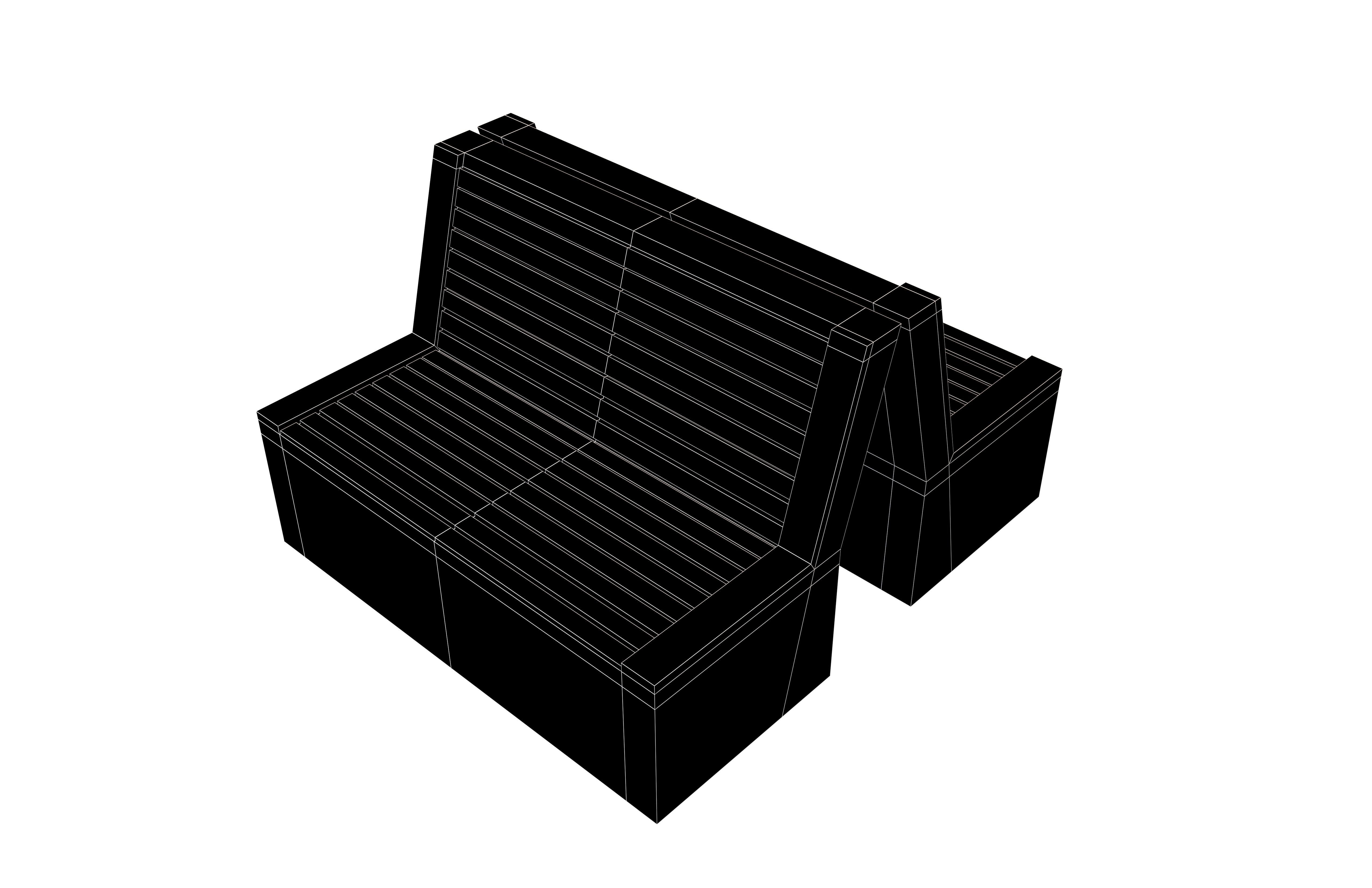 Group Modern Outdoor Bench v2 002 Low-poly 3D model_6