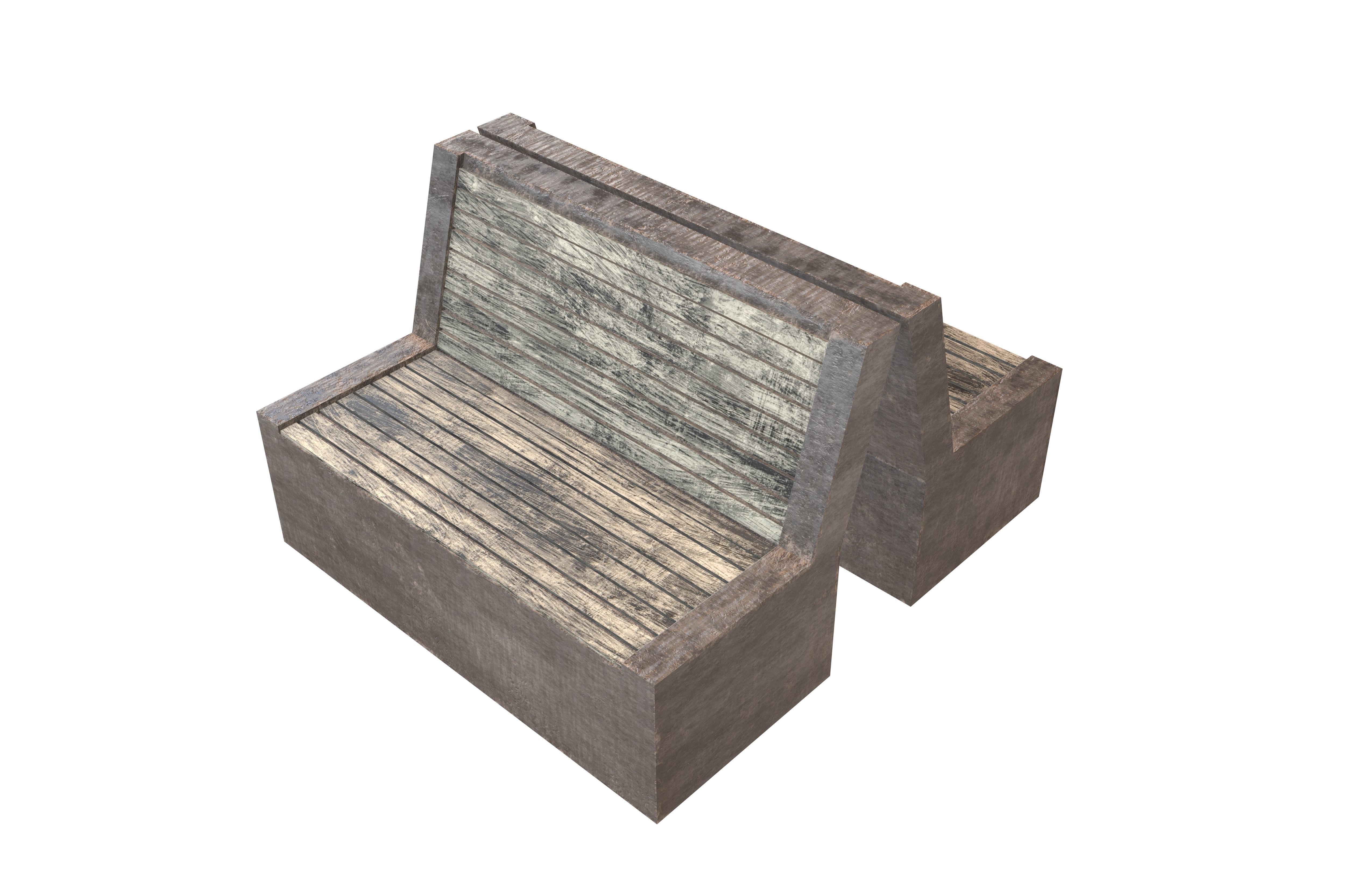 Group Modern Outdoor Bench v2 002 Low-poly 3D model_2