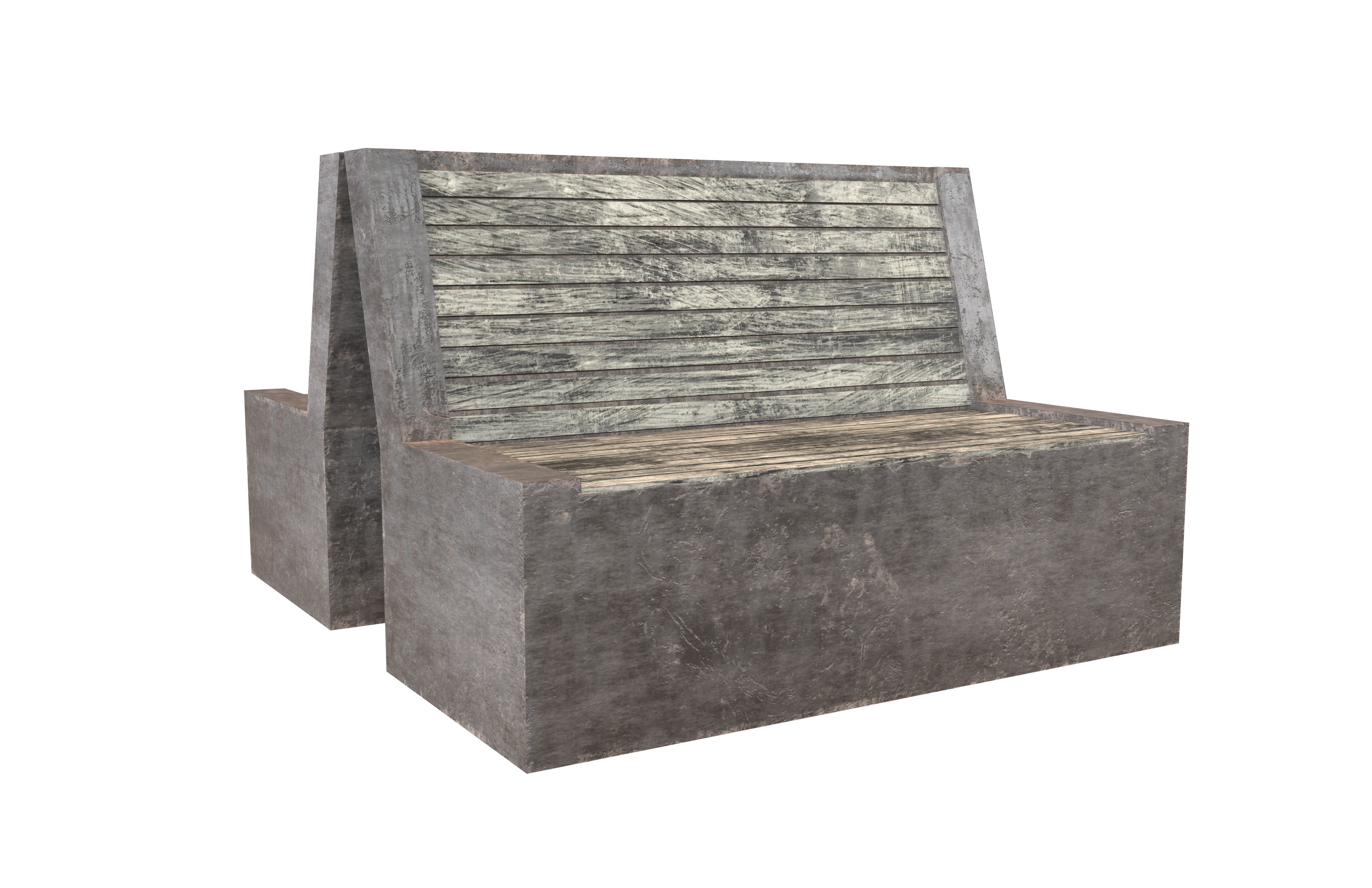 Group Modern Outdoor Bench v2 002 Low-poly 3D model_1