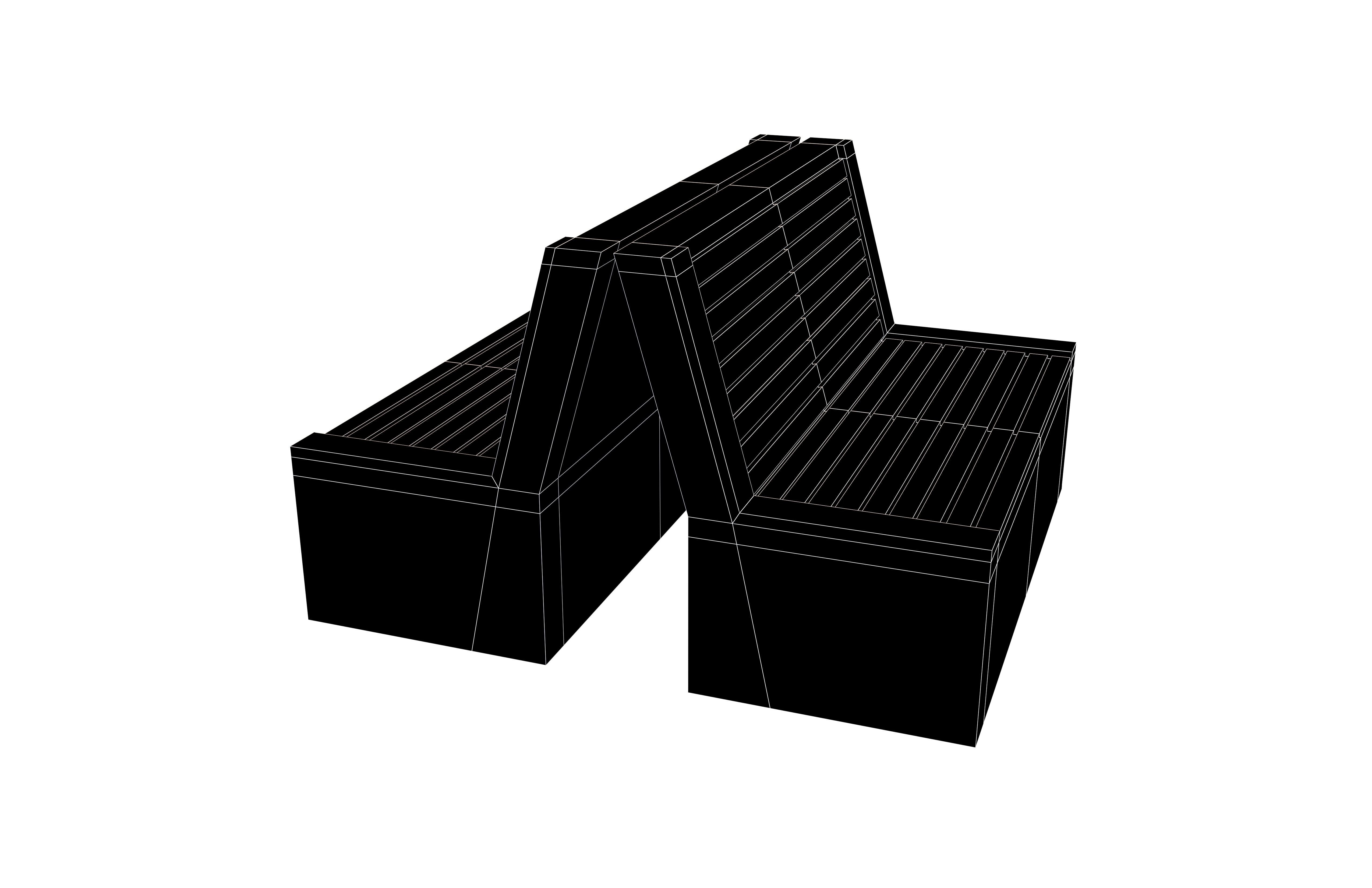 Group Modern Outdoor Bench v2 002 Low-poly 3D model_7