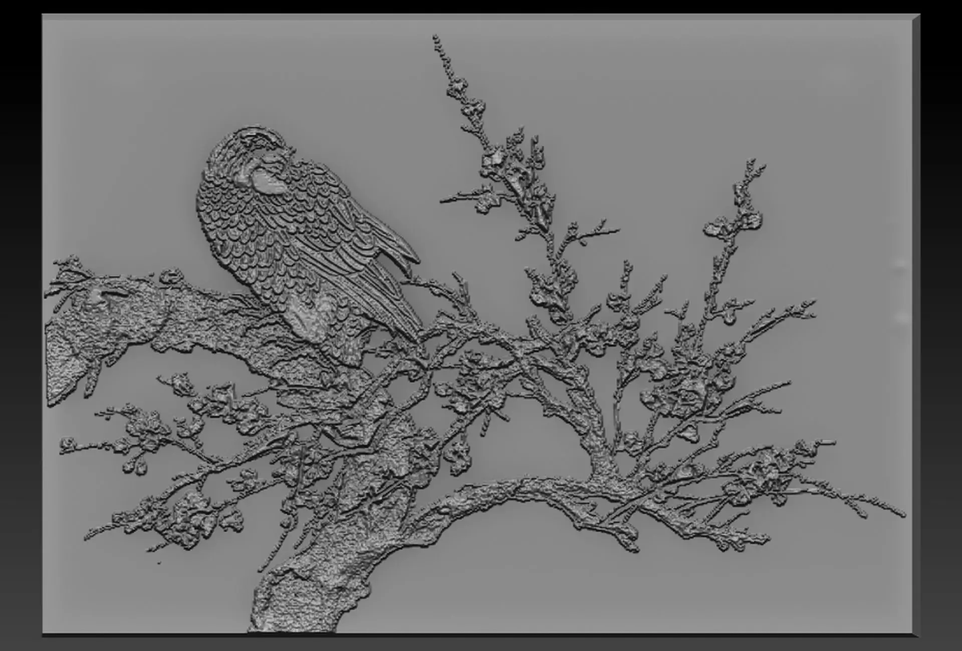 Birdd bird on branch 3D model 3D printable | CGTrader