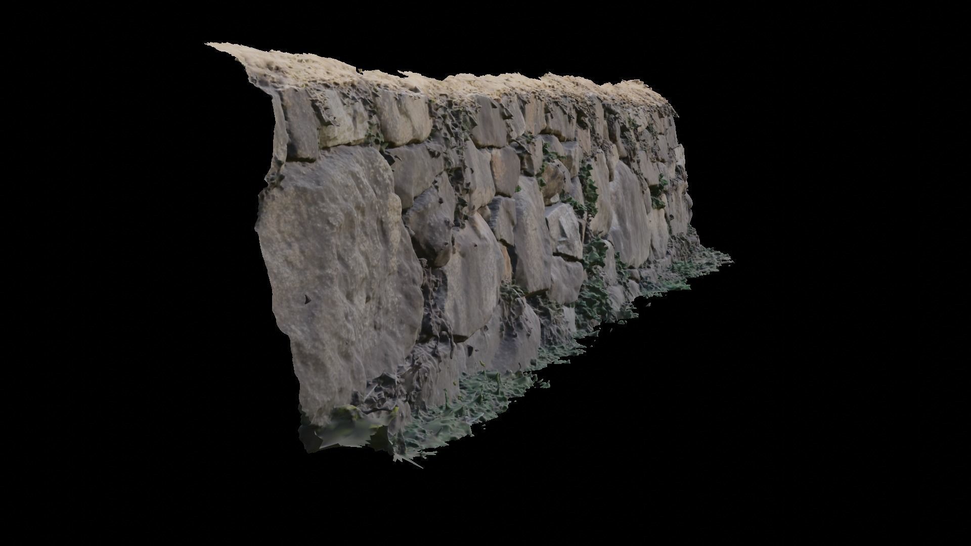 A stone wall on a closed site 3D model_2