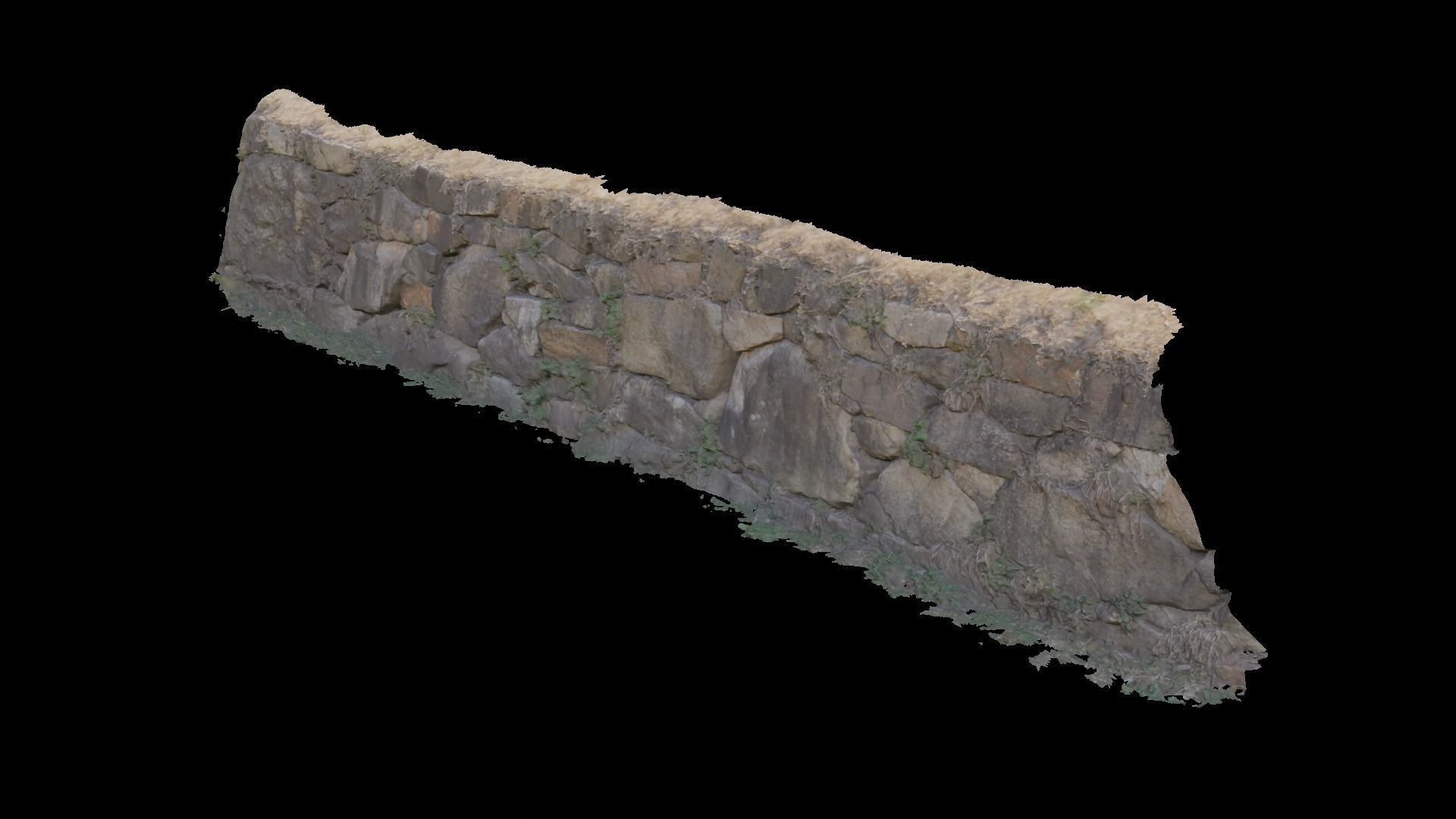 A stone wall on a closed site 3D model_3