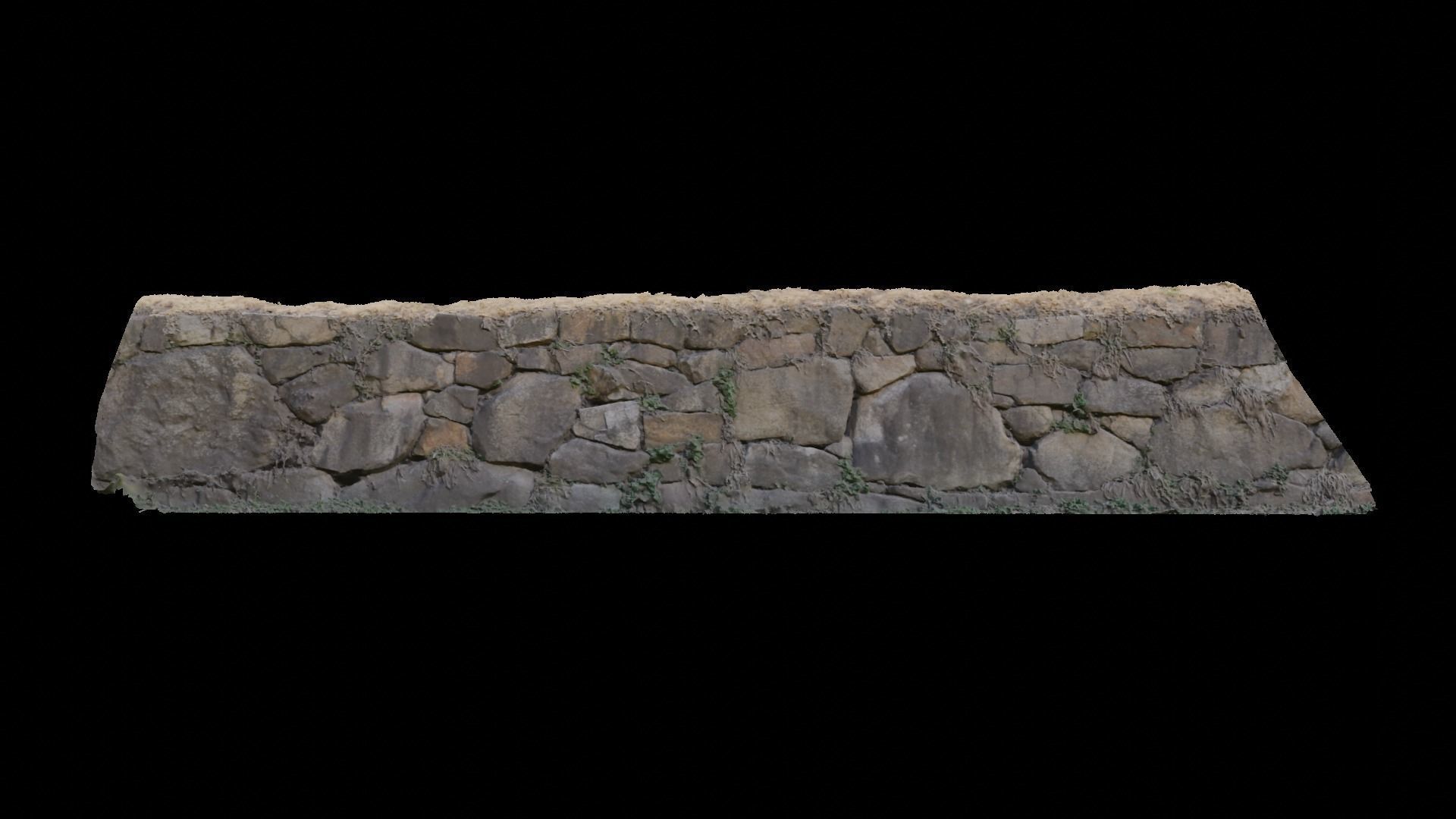 A stone wall on a closed site 3D model_1