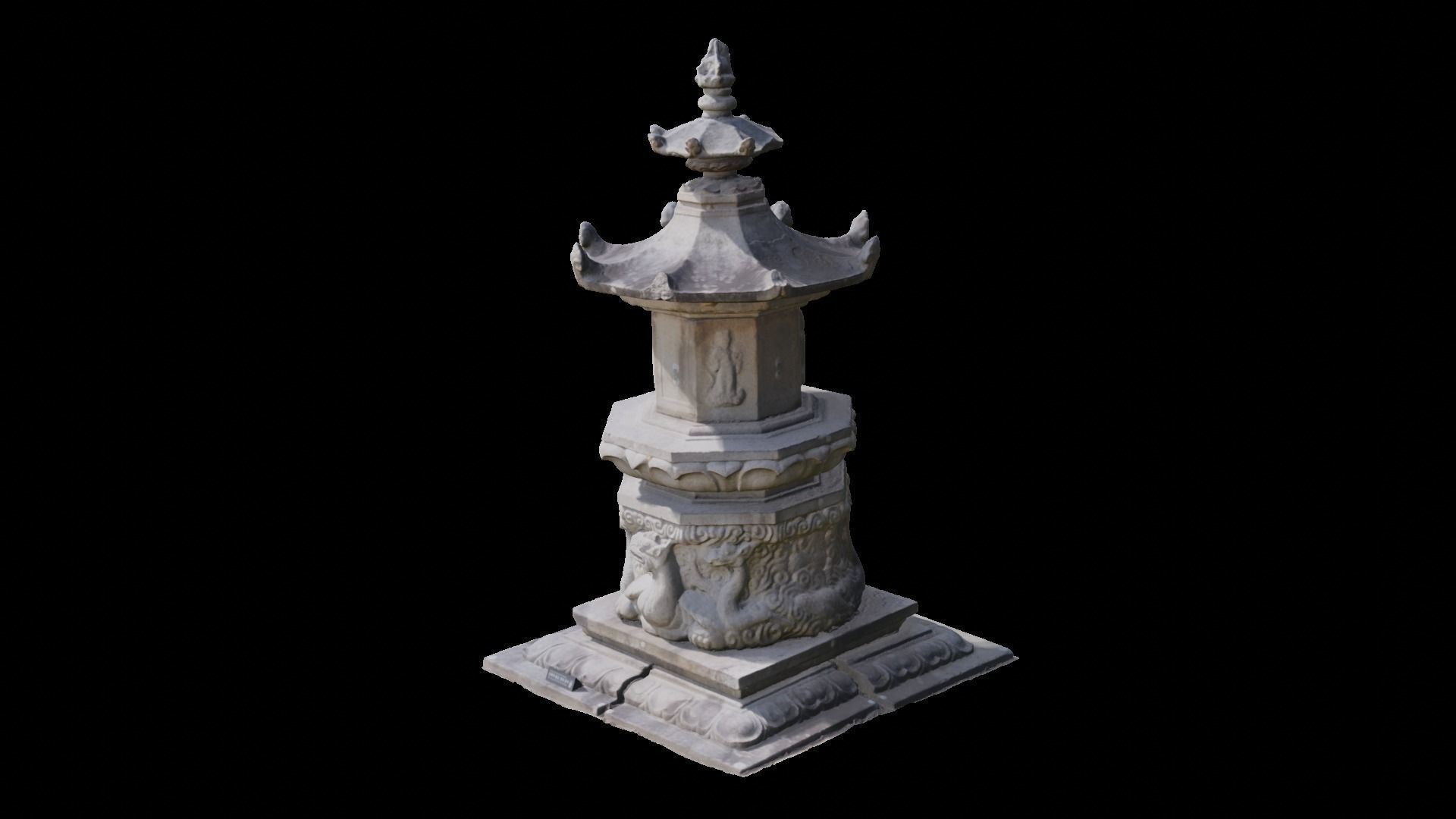 Stupa of Buddhist Monk Wonjong at Godalsa Temple Site 3D model_3