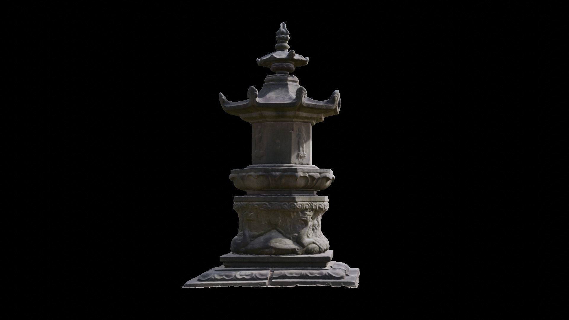 Stupa of Buddhist Monk Wonjong at Godalsa Temple Site 3D model_1