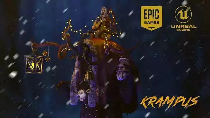 KRAMPUS WITH SNOW MAIDEN Low-poly 3D model