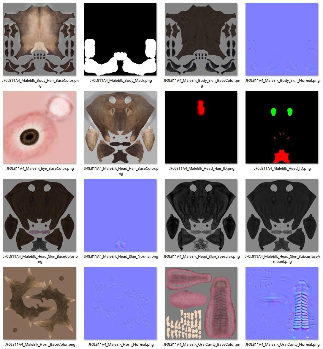 Male Elk Animated VFX Grace 3D model_34