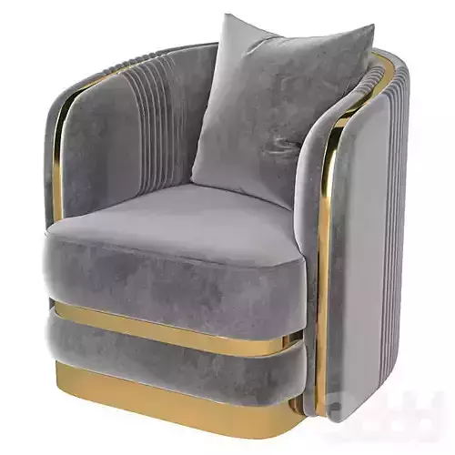 Balmain Blush Velvet Gold Armchair 3D model