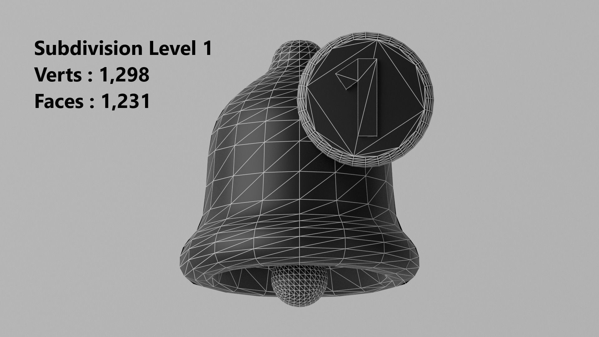 Cartoon Notification Bell with Reminder Number Low-poly 3D model_6