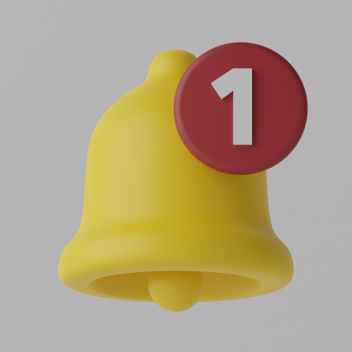 Cartoon Notification Bell with Reminder Number Low-poly 3D model_11