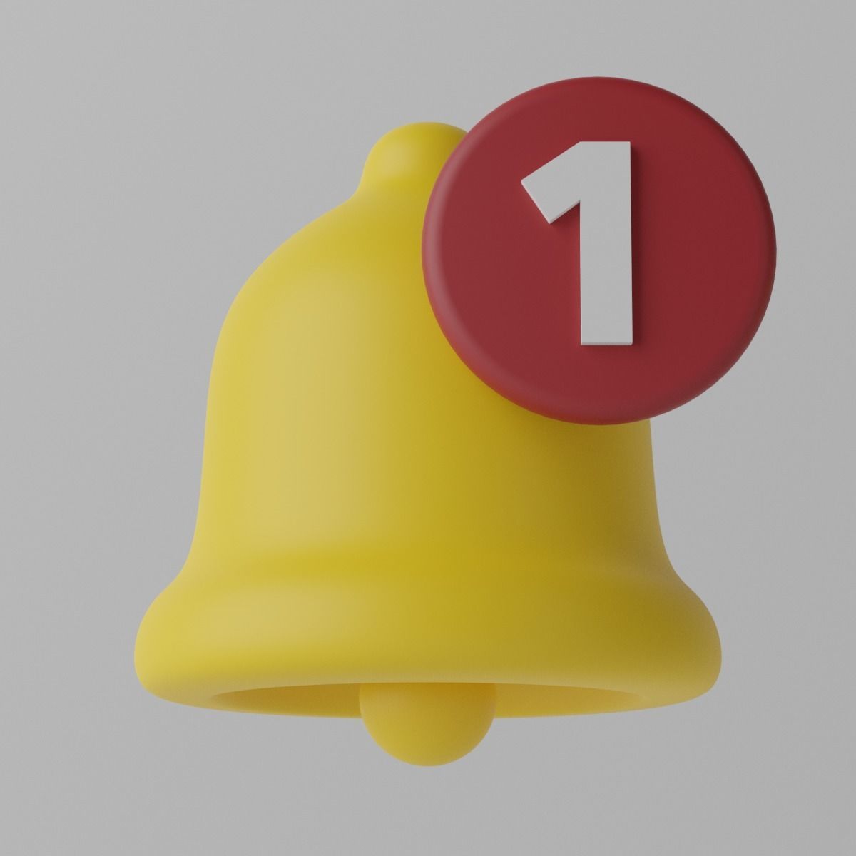 Cartoon Notification Bell with Reminder Number Low-poly 3D model_12