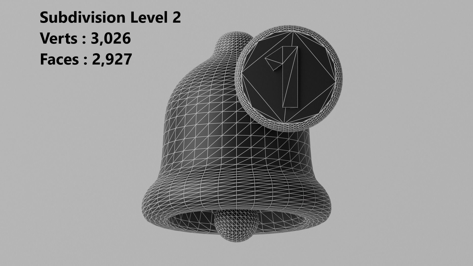 Cartoon Notification Bell with Reminder Number Low-poly 3D model_5