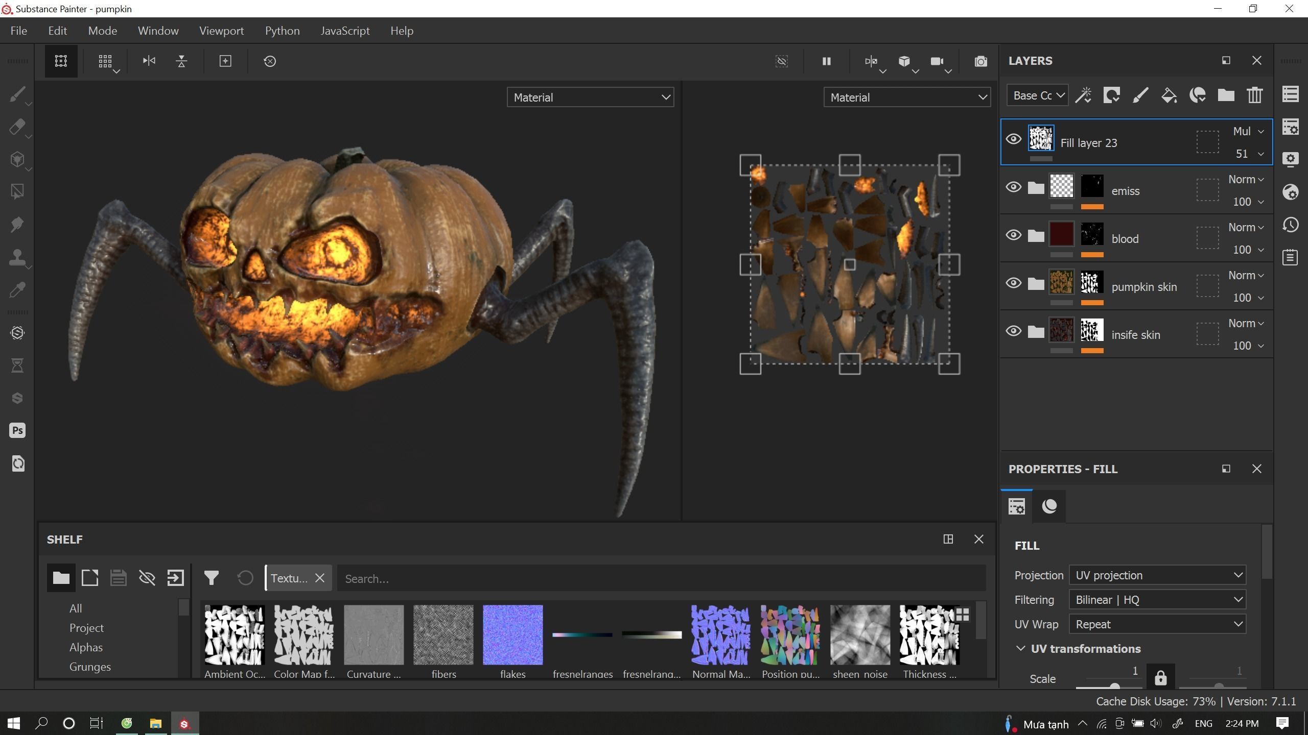 Halloween Pumpkin Monster Low-poly 3D model_12