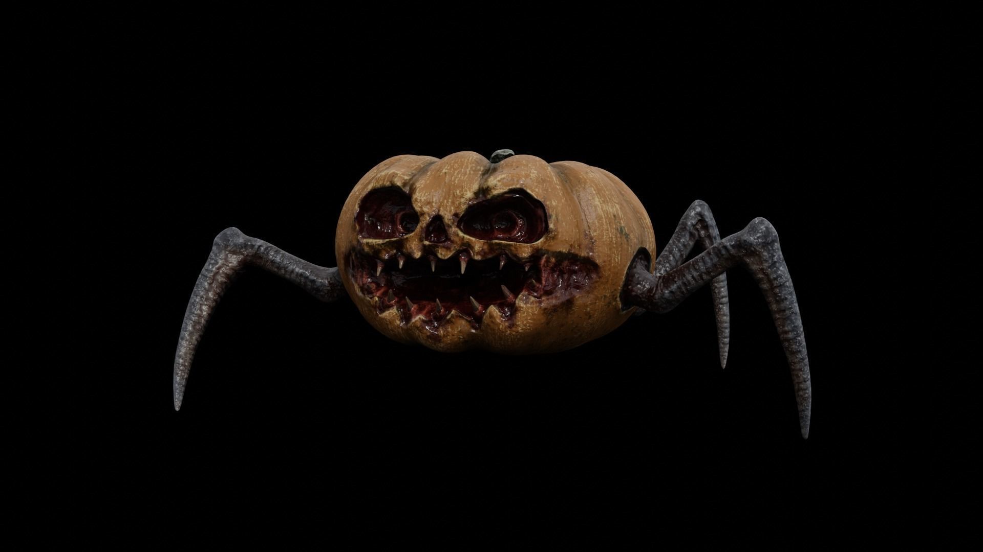 Halloween Pumpkin Monster Low-poly 3D model_5
