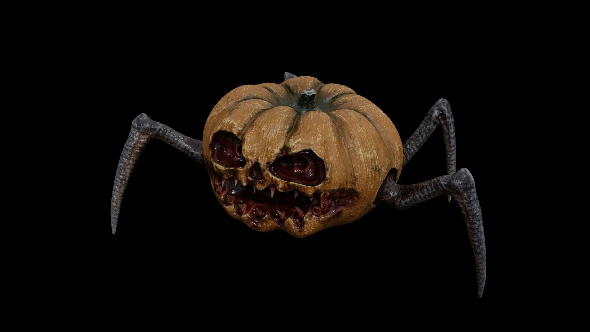 Halloween Pumpkin Monster Low-poly 3D model_19