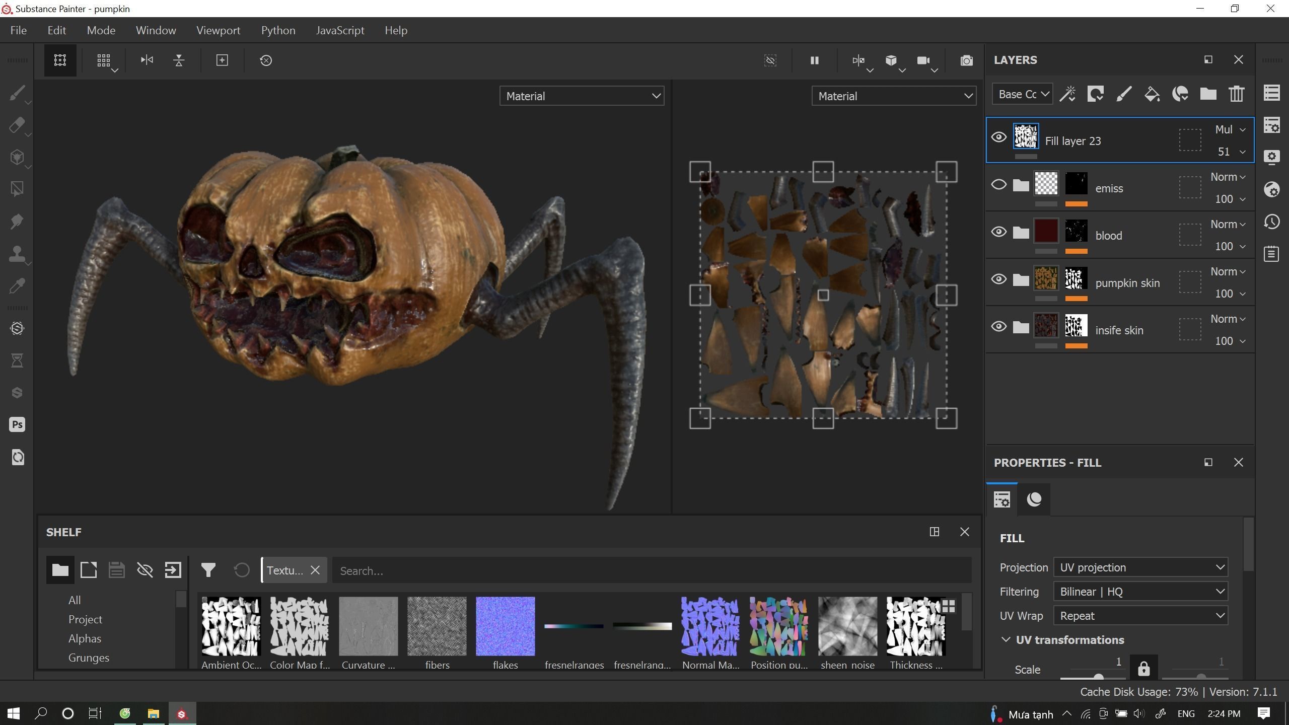 Halloween Pumpkin Monster Low-poly 3D model_13