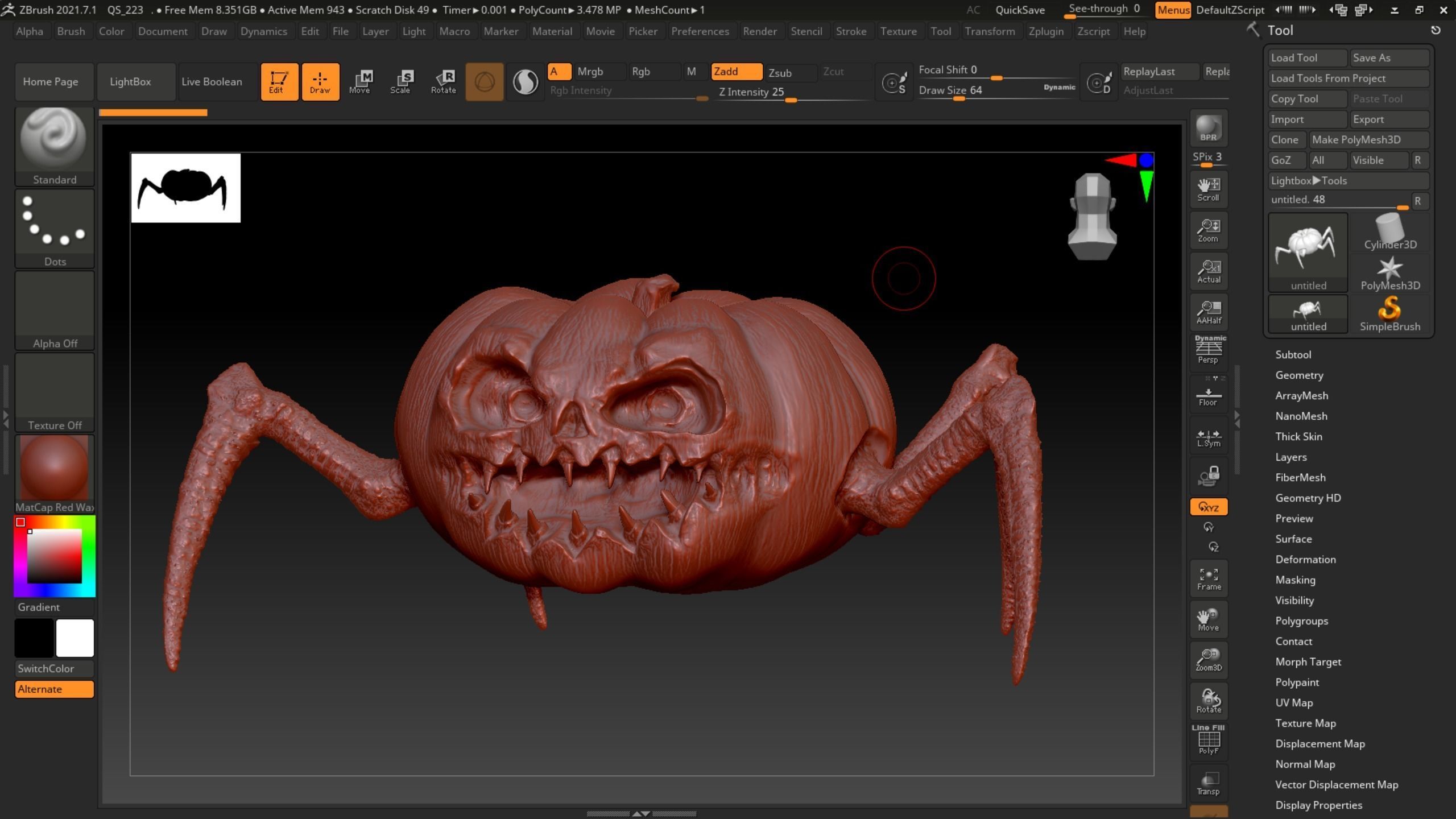 Halloween Pumpkin Monster Low-poly 3D model_14