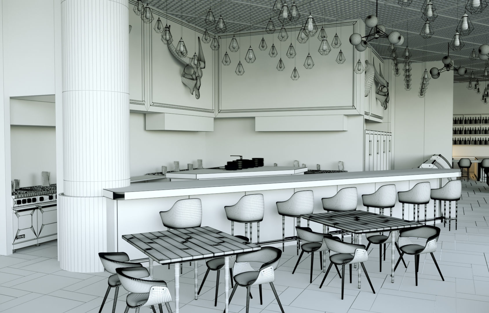 Restaurant Scene 02 3D Model 3D model_8