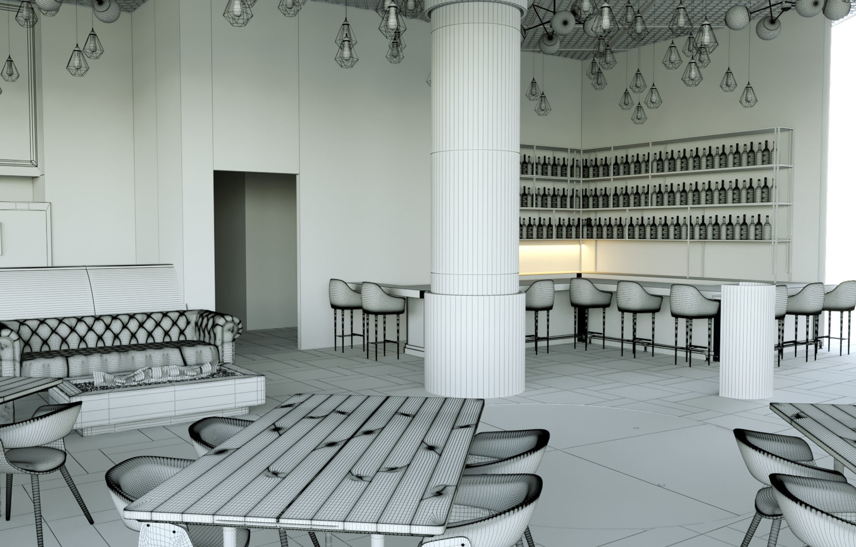 Restaurant Scene 02 3D Model 3D model_6