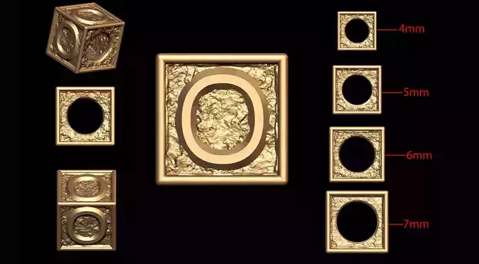 O Letter Nugget Bracelet Bead in 4 sizes