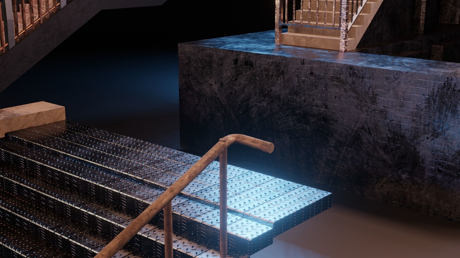 17 PBR Low Poly Stairs Low-poly 3D model_19