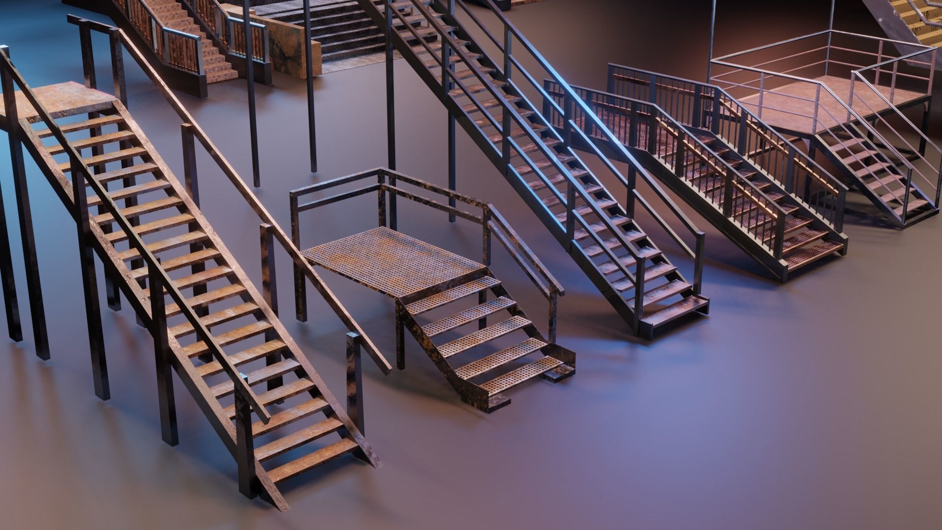 17 PBR Low Poly Stairs Low-poly 3D model_12