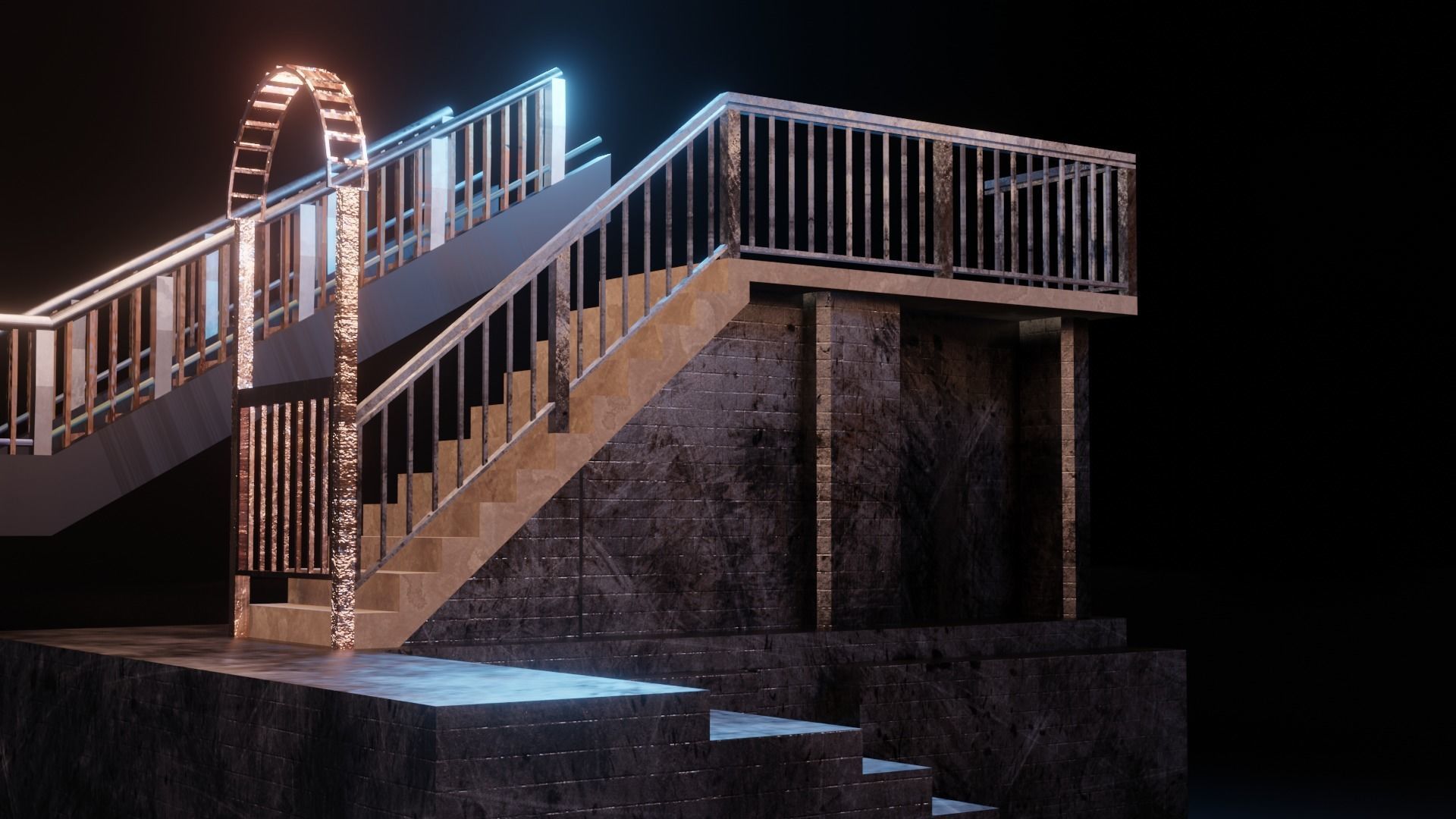 17 PBR Low Poly Stairs Low-poly 3D model_2