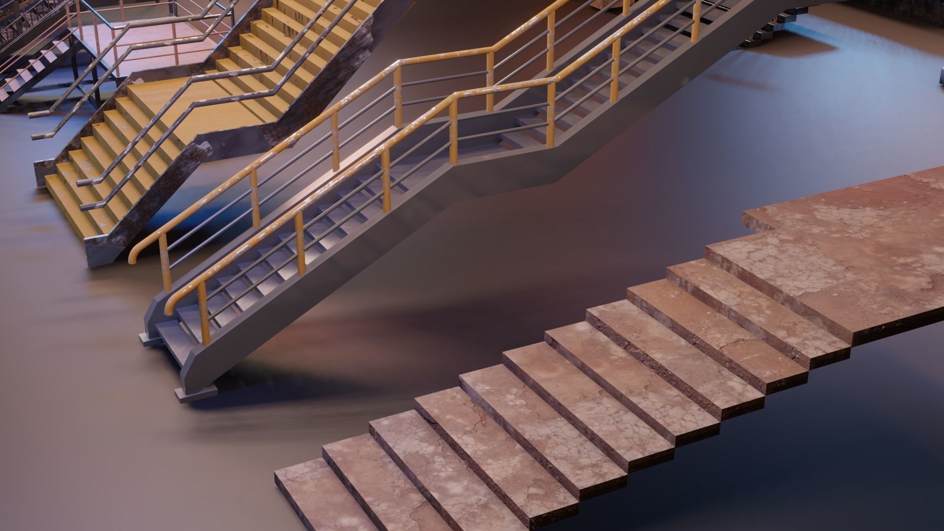 17 PBR Low Poly Stairs Low-poly 3D model_16
