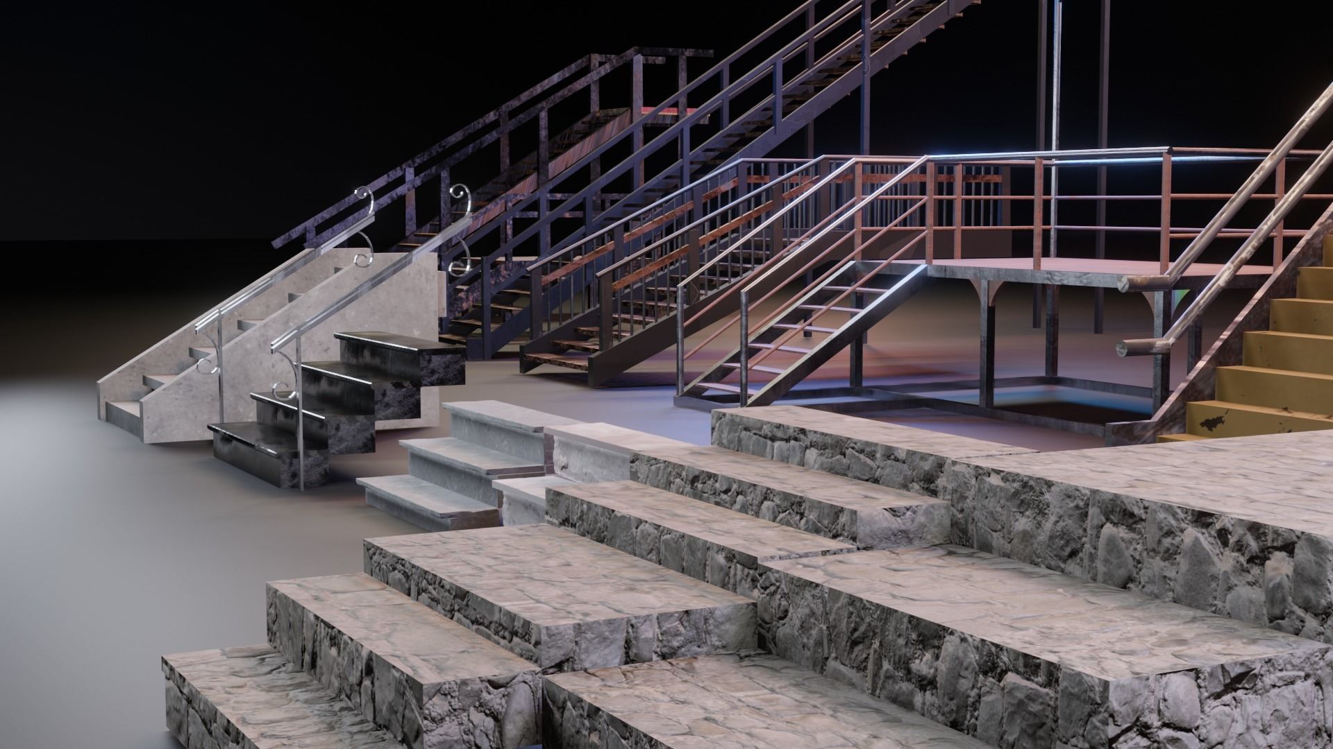 17 PBR Low Poly Stairs Low-poly 3D model_15