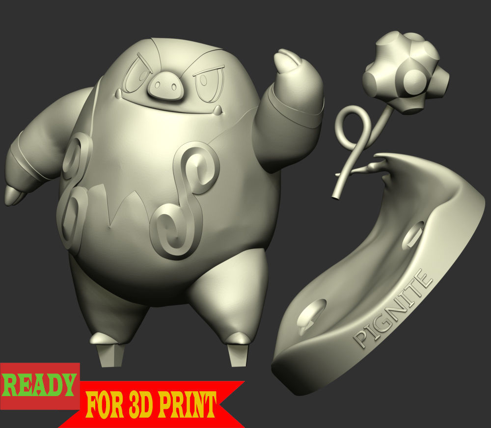 Pignite Pokemon - Pen and pencil Holder 3D print model_3