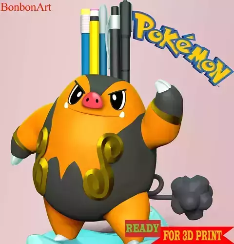 Pignite Pokemon - Pen and pencil Holder 3D print model Pignite Pokemon - Pen and pencil Holder 3D print model