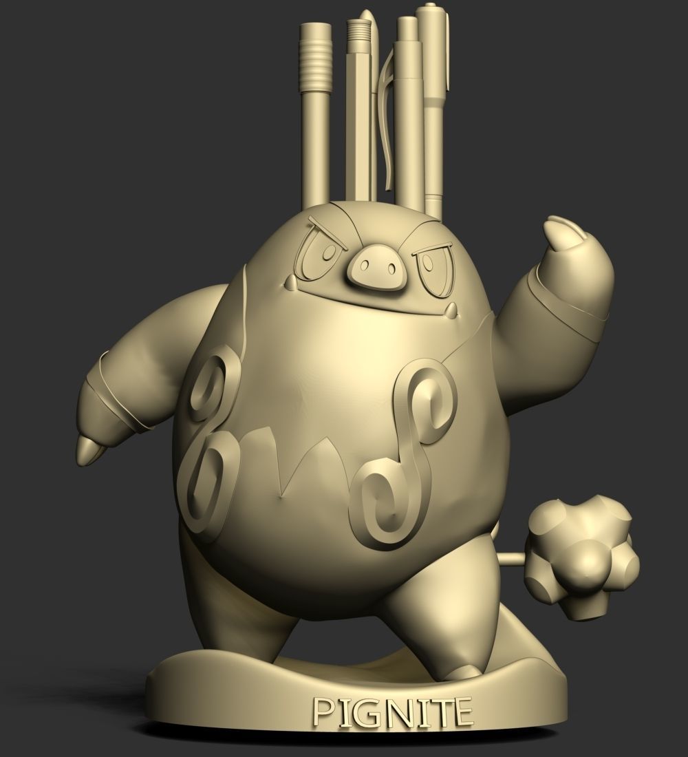 Pignite Pokemon - Pen and pencil Holder 3D print model_16