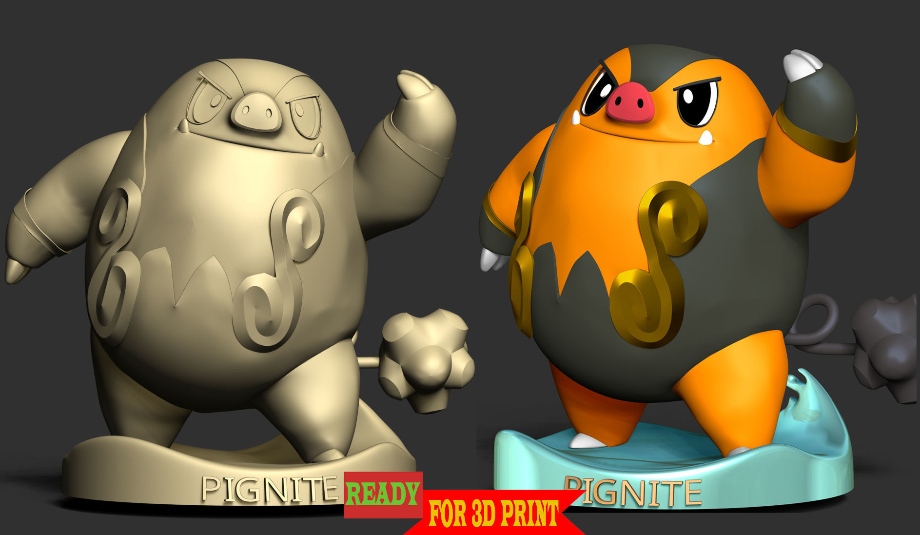 Pignite Pokemon - Pen and pencil Holder 3D print model_2