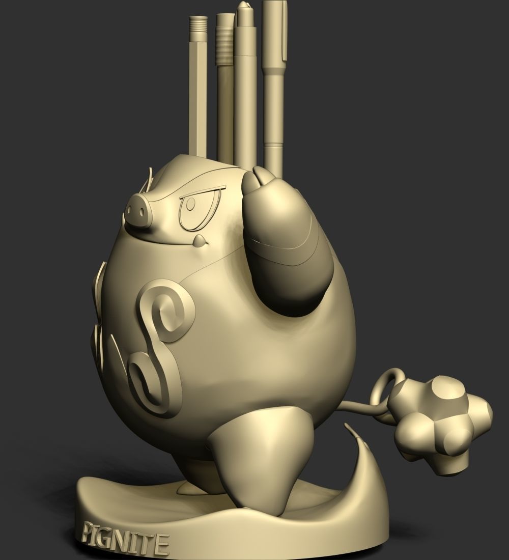 Pignite Pokemon - Pen and pencil Holder 3D print model_17
