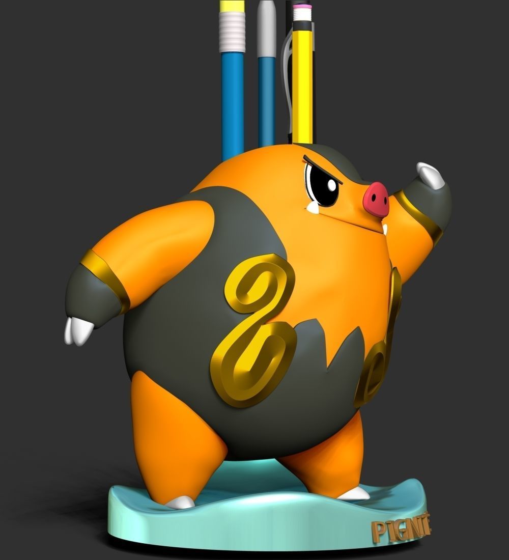 Pignite Pokemon - Pen and pencil Holder 3D print model_10