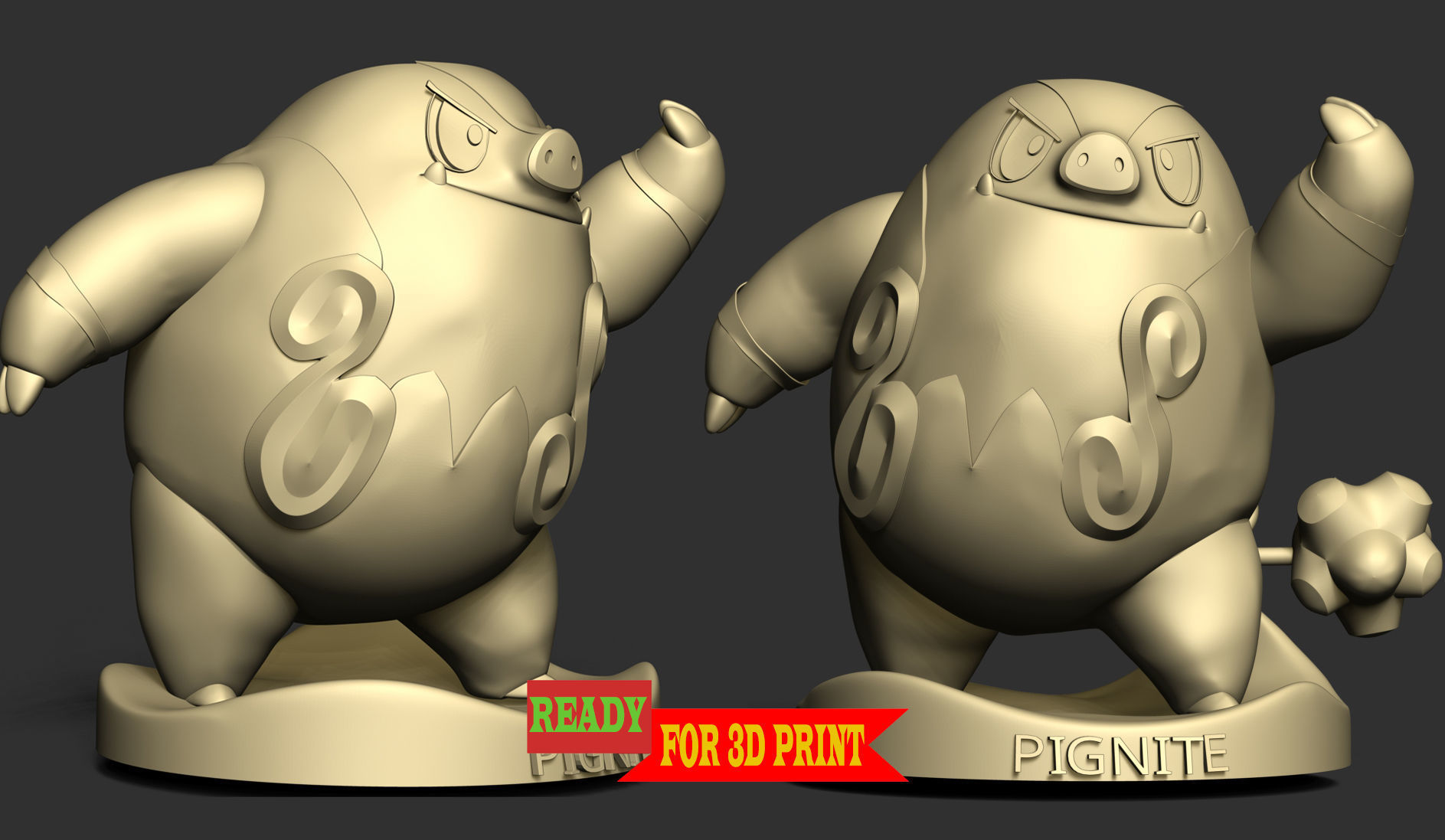 Pignite Pokemon - Pen and pencil Holder 3D print model_5