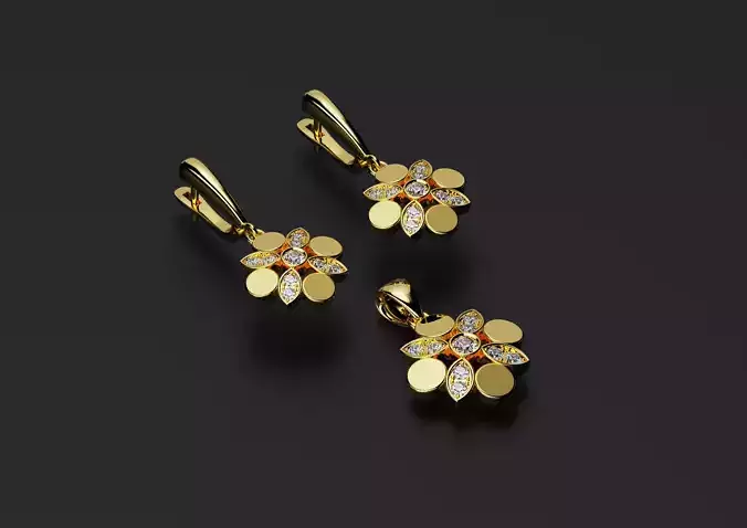Fashion pendant and earrings by Chaumet Style 3D print model