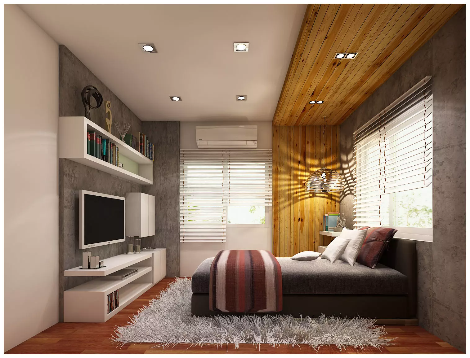 bedroom 8 modern with wood accents 3D model_0