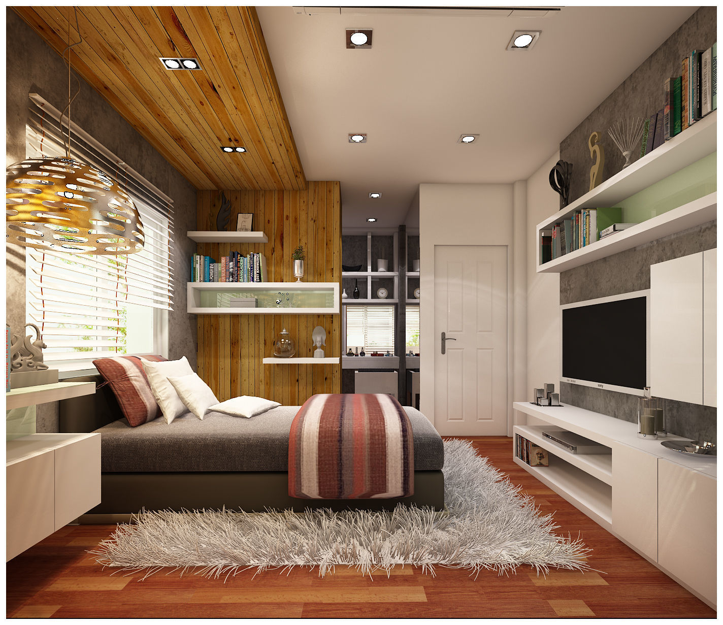 bedroom 8 modern with wood accents 3D model_2