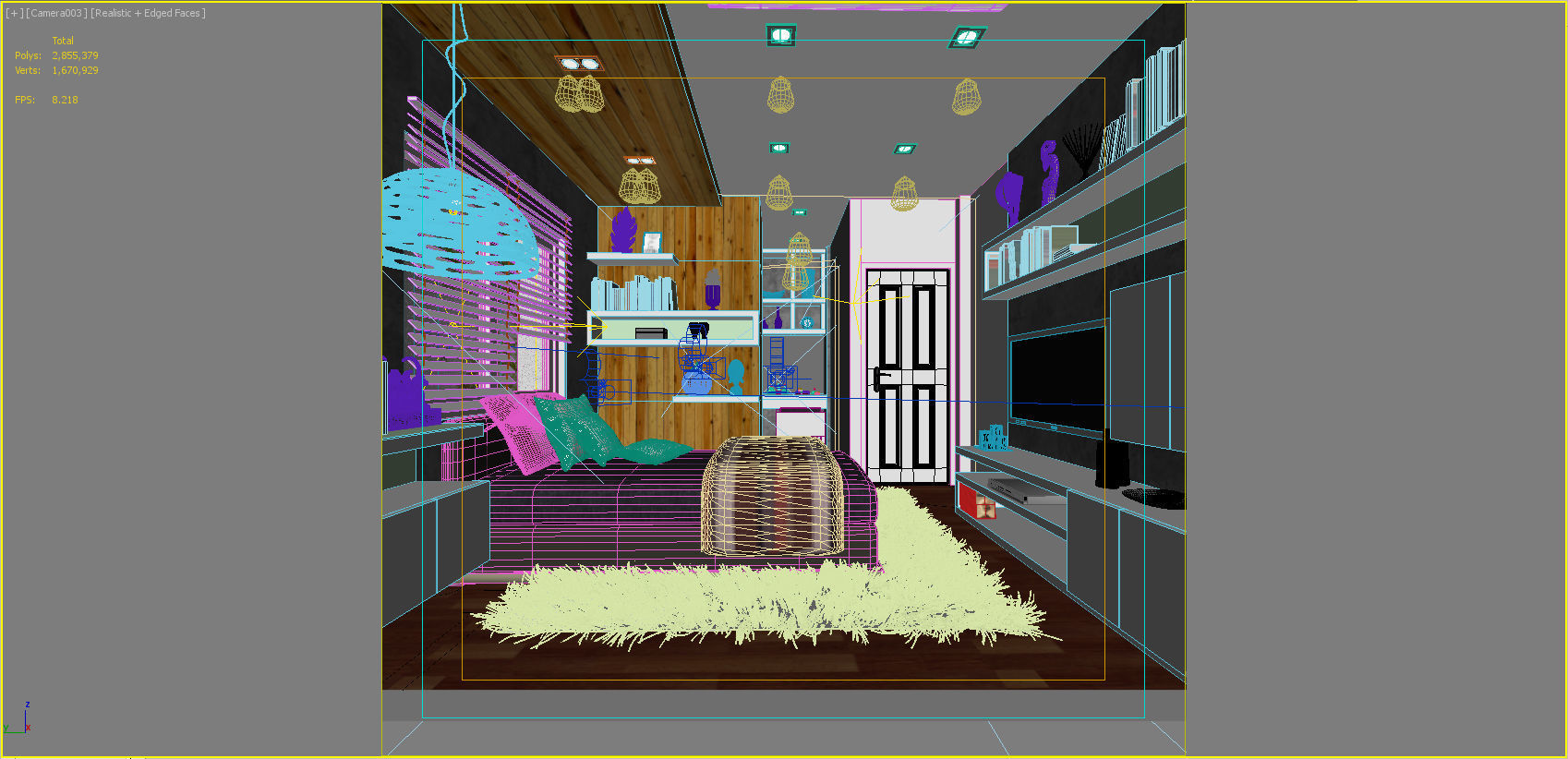 bedroom 8 modern with wood accents 3D model_7